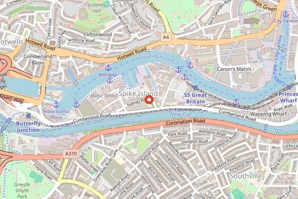 Map showing The Orchard Inn in Bristol