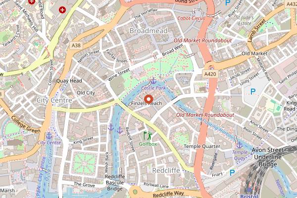 Map showing Left Handed Giant Brewpub in Bristol