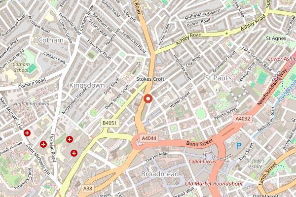 Map showing Pinkmans Bakery in Bristol