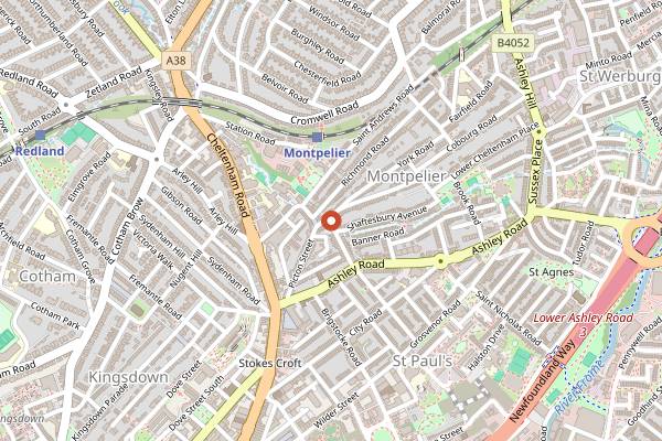 Map showing Thali Montpelier in Bristol
