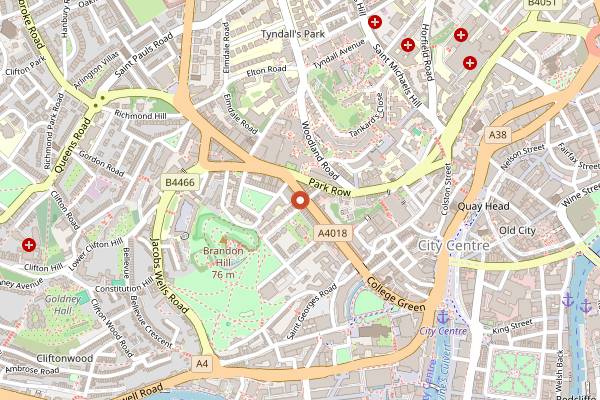 Map showing Boston Tea Party Park Street in Bristol
