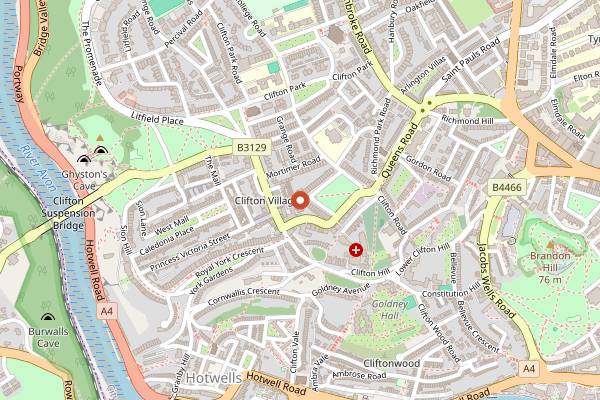Map showing East Village Cafe in Bristol