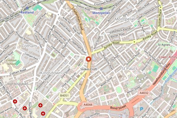Map showing The Crafty Egg in Bristol