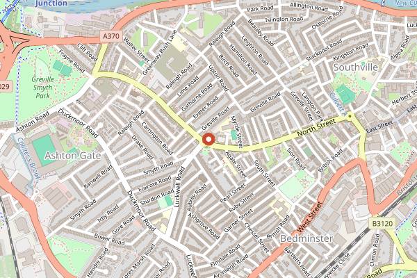 Map showing Oowee Diner in Bristol