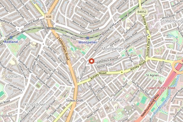 Map showing Thali Montpelier in Bristol