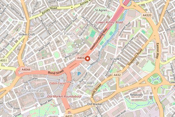 Map showing Wogan Coffee in Bristol