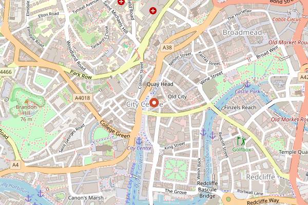 Map showing 4500 Miles From Delhi in Bristol
