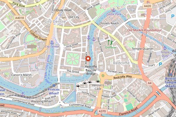 Map showing Adelina Yard in Bristol