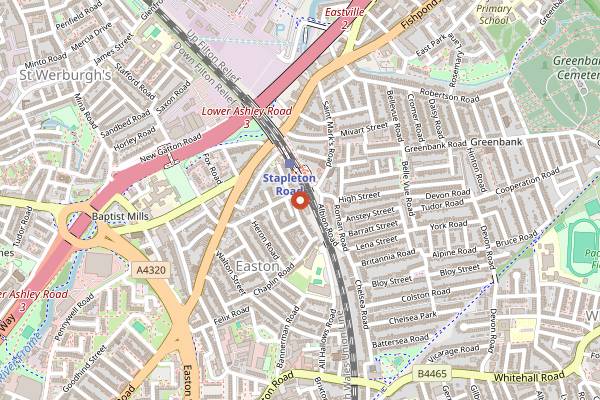 Map showing Radical Roasters in Bristol