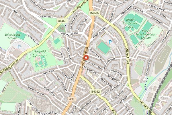 Map showing The Drapers Arms in Bristol