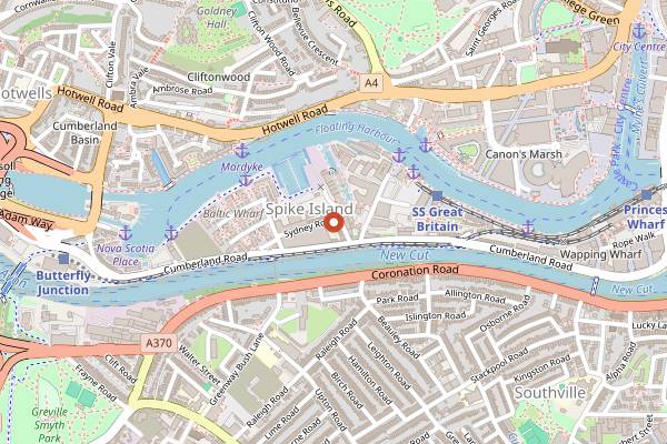 Map showing The Orchard Inn in Bristol