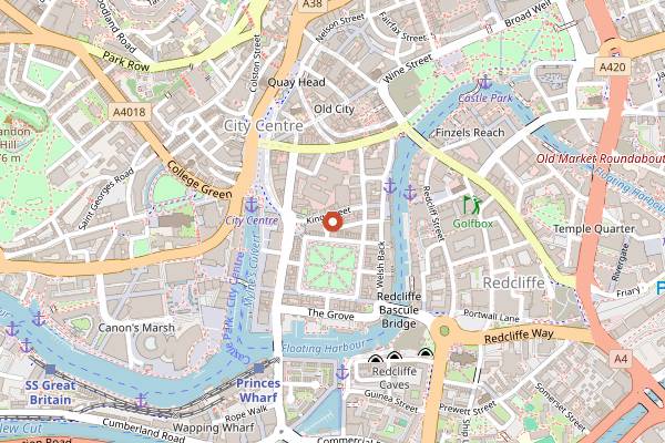 Map showing The Famous Royal Navy Volunteer in Bristol