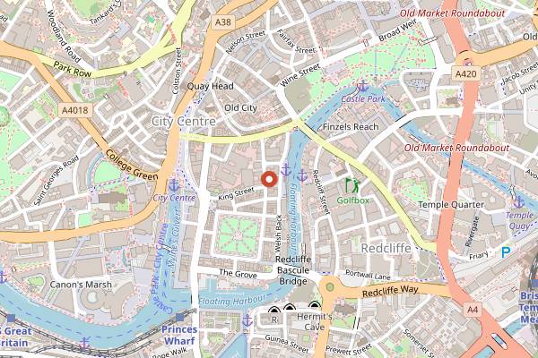 Map showing The Old Duke in Bristol