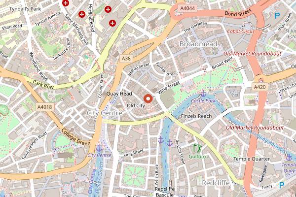 Map showing Bristol Indies' Market in Bristol
