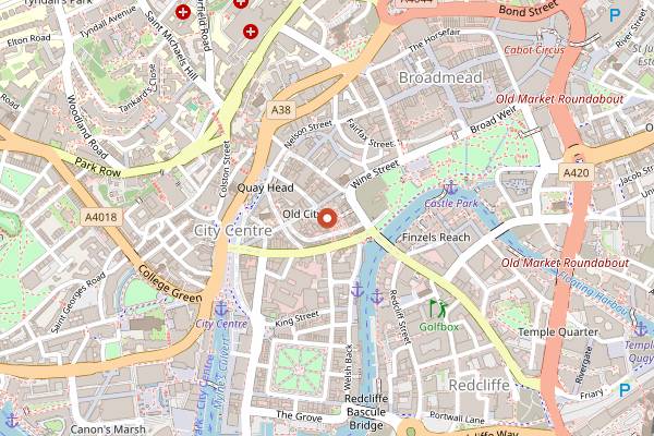 Map showing St Nicholas Market in Bristol