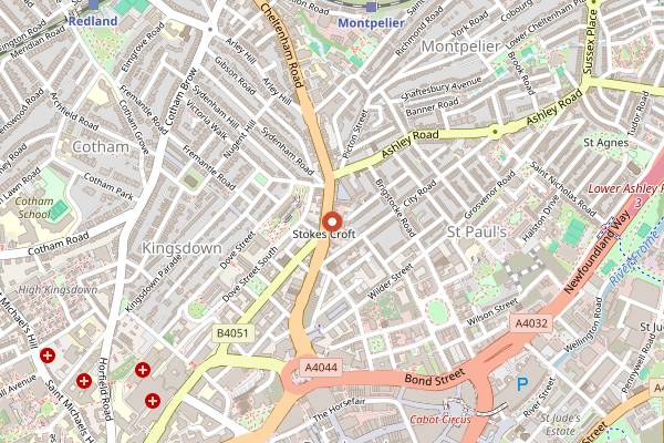 Map showing The Love Inn in Bristol