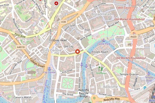 Map showing The Mothers' Ruin in Bristol