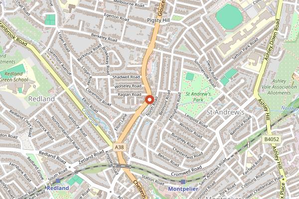 Map showing Grape & Grind in Bristol