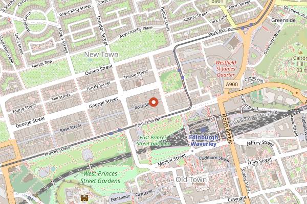 Map showing The Abbotsford Bar and Restaurant in Edinburgh