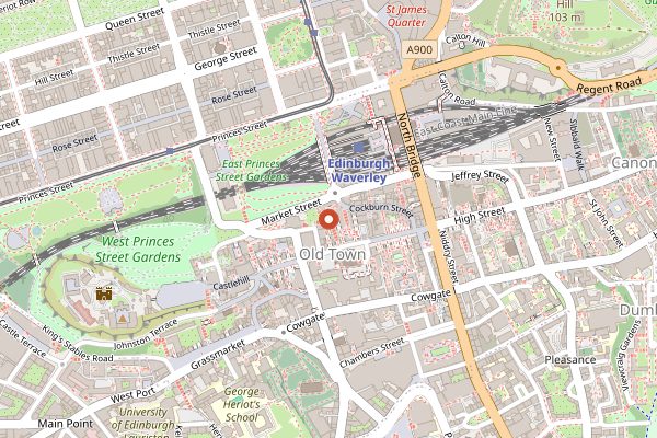 Map showing The Devil's Advocate in Edinburgh