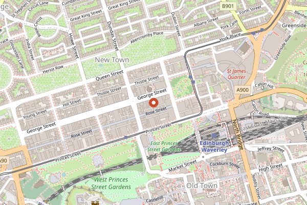 Map showing The Dome Cocktail Bar in Edinburgh