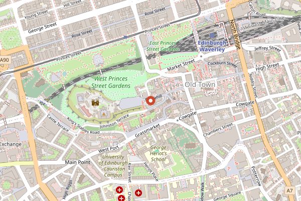 Map showing Amber Restaurant and Whisky Bar in Edinburgh
