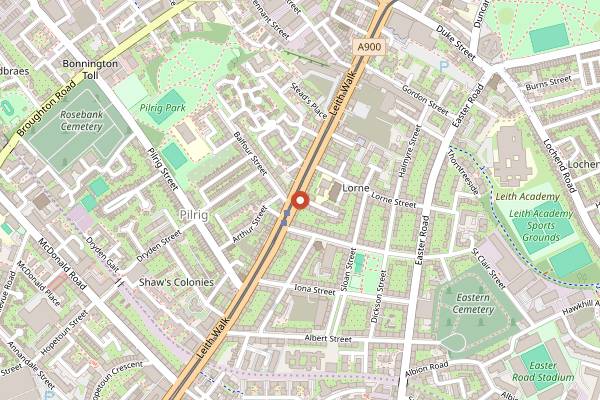Map showing Victoria Bar in Edinburgh