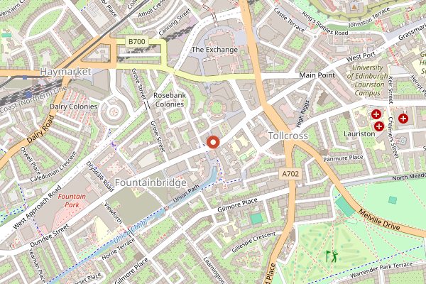 Map showing Loudons in Edinburgh