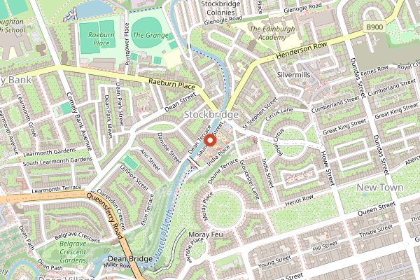 Map showing Stockbridge Market Food Stalls in Edinburgh