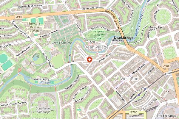 Map showing Dean Village Coffee House in Edinburgh