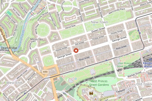 Map showing Contini George Street in Edinburgh