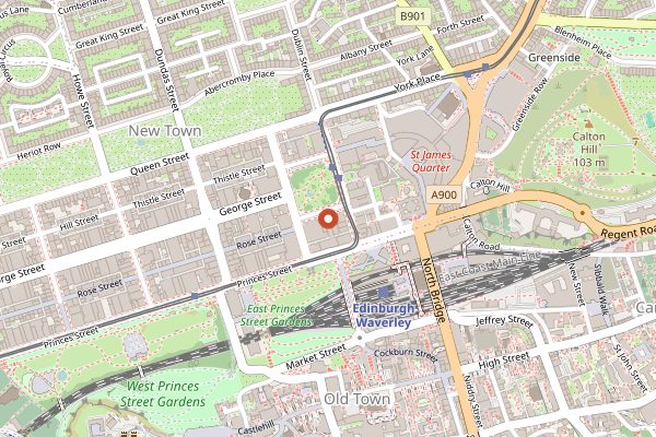 Map showing Dishoom Edinburgh in Edinburgh