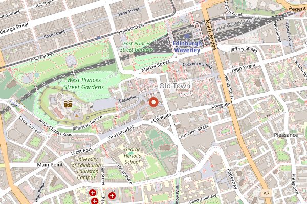 Map showing Howies Victoria Street in Edinburgh