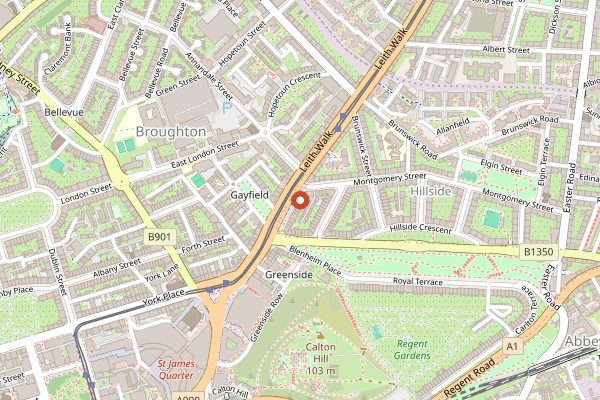 Map showing Valvona and Crolla Caffe Bar in Edinburgh