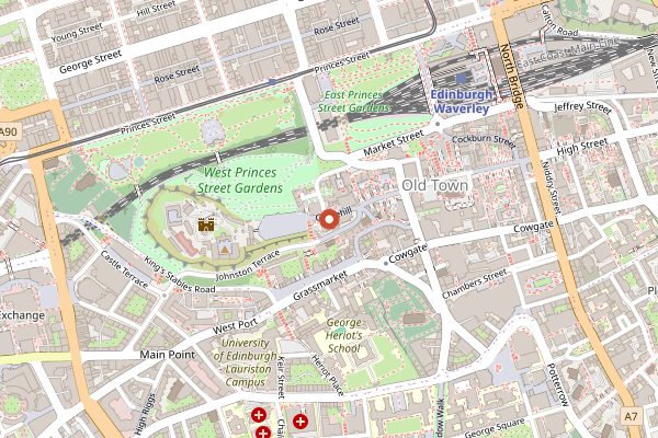 Map showing The Witchery by the Castle in Edinburgh