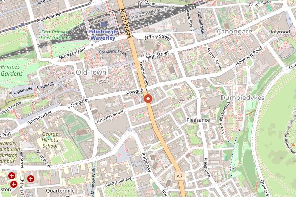 Map showing Jimmy's Express in Edinburgh