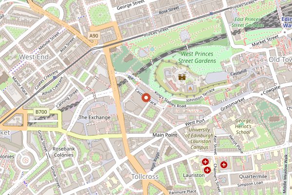 Map showing Edinburgh Farmers Market in Edinburgh