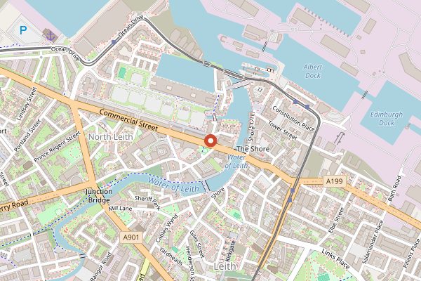 Map showing Leith Saturday Market in Edinburgh