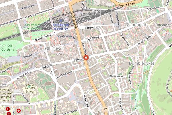 Map showing Bannerman's in Edinburgh