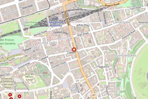 Map showing Cabaret Voltaire in Edinburgh
