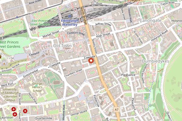 Map showing La Belle Angele in Edinburgh