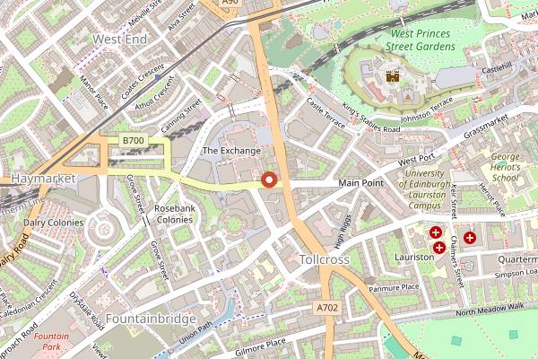 Map showing Lebowskis in Edinburgh