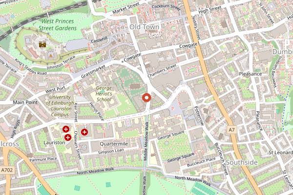 Map showing Sandy Bell's in Edinburgh