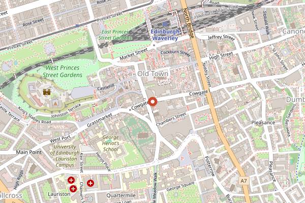 Map showing Sneaky Pete's in Edinburgh