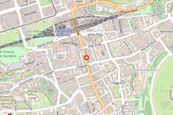 Map showing The Banshee Labyrinth in Edinburgh