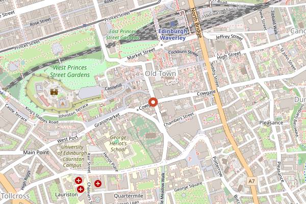 Map showing The Bongo Club in Edinburgh