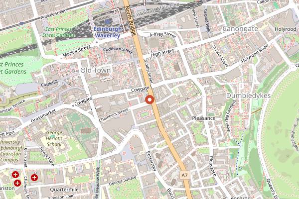 Map showing The Jazz Bar in Edinburgh
