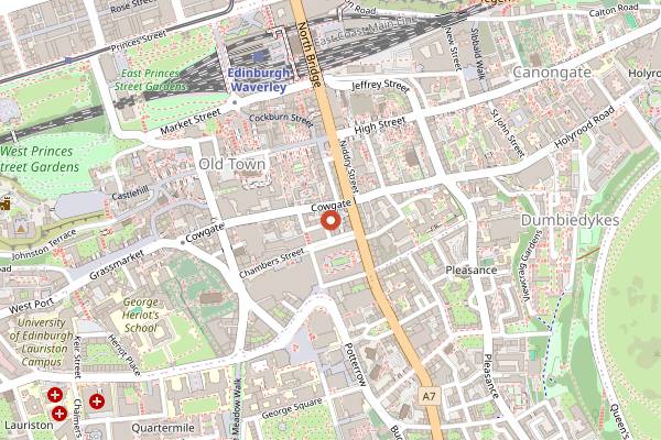 Map showing The Mash House in Edinburgh