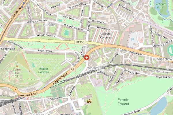 Map showing The Regent Bar in Edinburgh