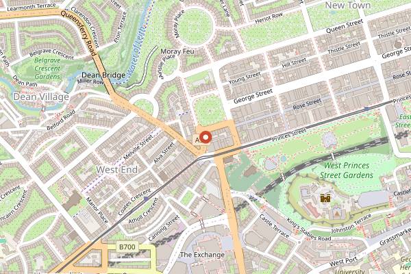Map showing Whighams Wine Cellars in Edinburgh